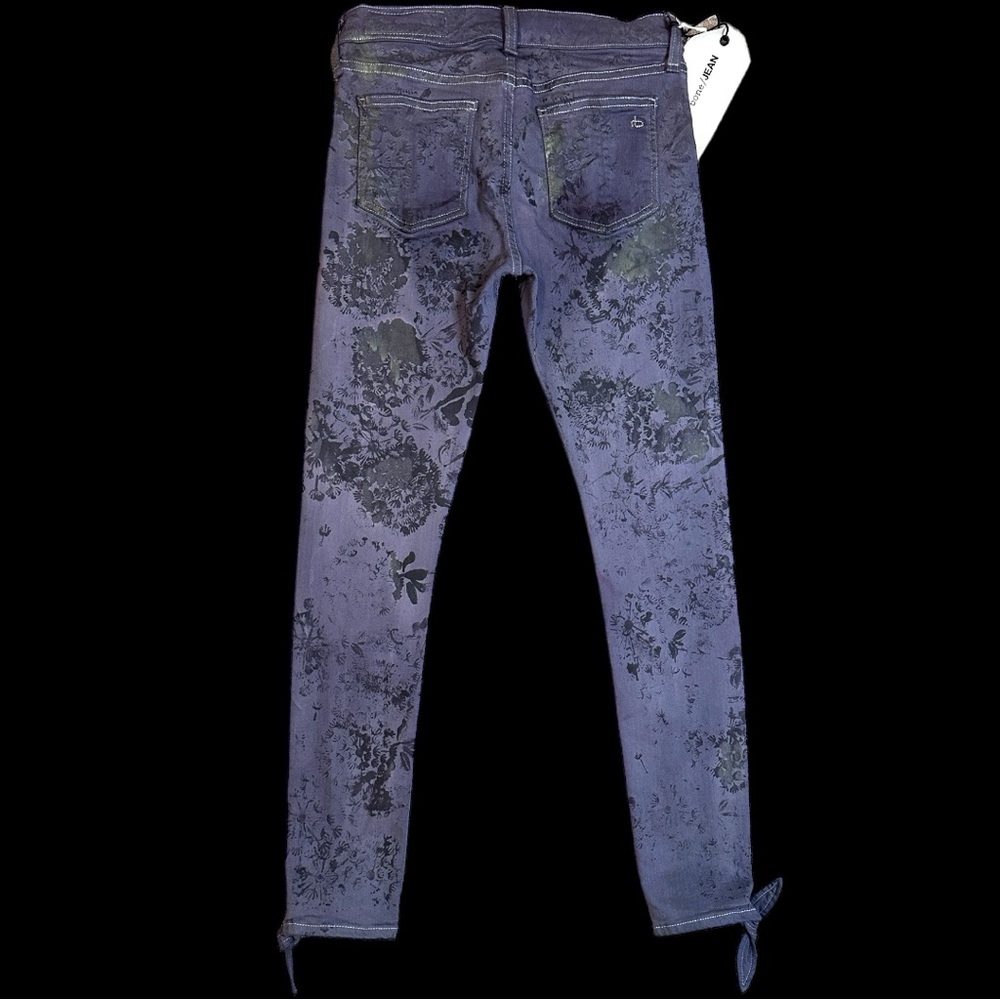 🎉HP🎉 NWT Originally White Skinny Mid Rise Ankle Tie Jeans Now Floral Cyano. 26 - Picture 4 of 9